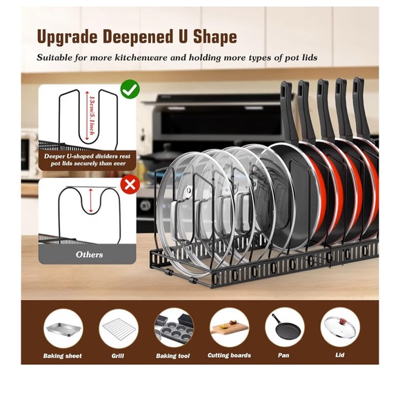 Pot Lid Black Organizer Rack - Picture 3 of 11